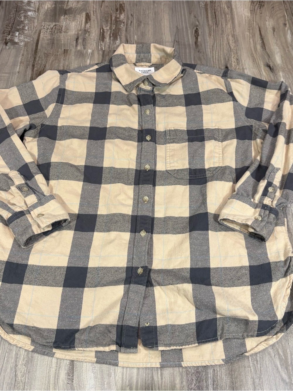American Eagle AE Oversized Plaid Button-Up Shirt Women’s SZ S